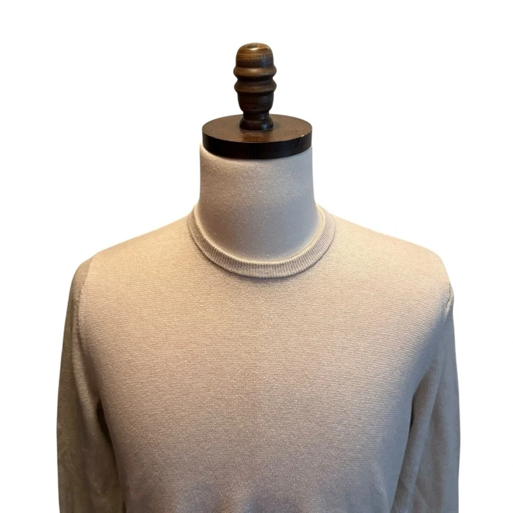 BONOBOS Crew Neck Sweater Beige Size Medium Cotton Cashmere Pullover